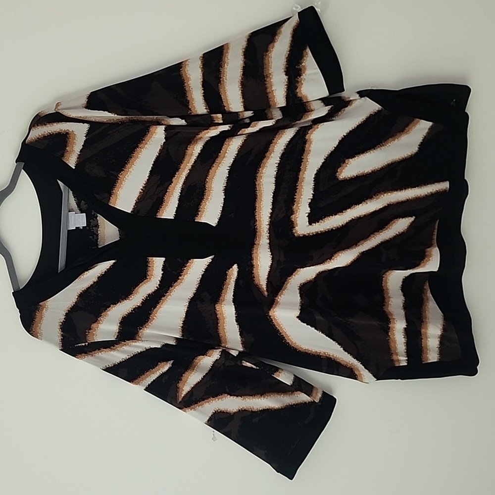 Chico's Zebra Print Long Line V Neck Tunic 4 XXL 20 (36)
